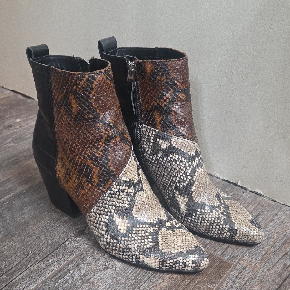 Dolce Vita Snakeskin Ankle Boots - Black, Brown, Cream